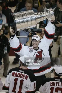 New Jersey Devils celebrating 2003 Stanley Cup championship victory at Continental Airlines Arena