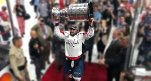 Washington Capitals 50th anniversary celebration logo and branding display