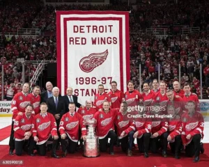 Detroit Red Wings centennial celebration logo and anniversary branding for 100 years of franchise history