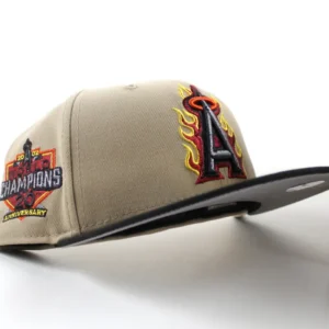 New Era Los Angeles Angels fitted hat Camel Black Gray Under Brim colorway - Angels Anniversary Fitted: New Era’s Camel 20th Anniversary 59FIFTY Celebrates Franchise History