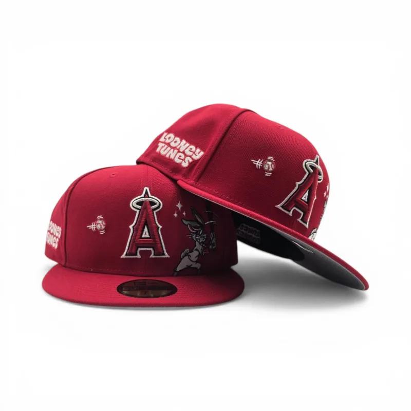 New Era Los Angeles Angels fitted hat gray, red colorway - Angels Get the Looney Tunes Treatment in This Clean Red and Gray Fitted