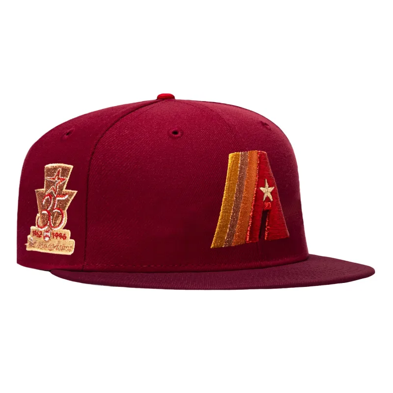 New Era Houston Astros fitted hat Cardinal, Maroon colorway - Rotten Apple Fitted: New Era’s Cardinal Houston Astros 35th Anniversary Concept Celebrates Franchise Legacy