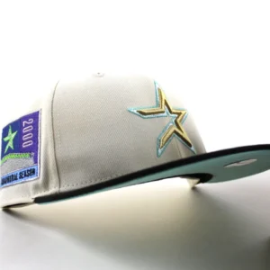 New Era Houston Astros fitted hat Chrome White Black Turquoise Under Brim colorway - Astros Anniversary Fitted: New Era Celebrates 45 Years of Houston Baseball History