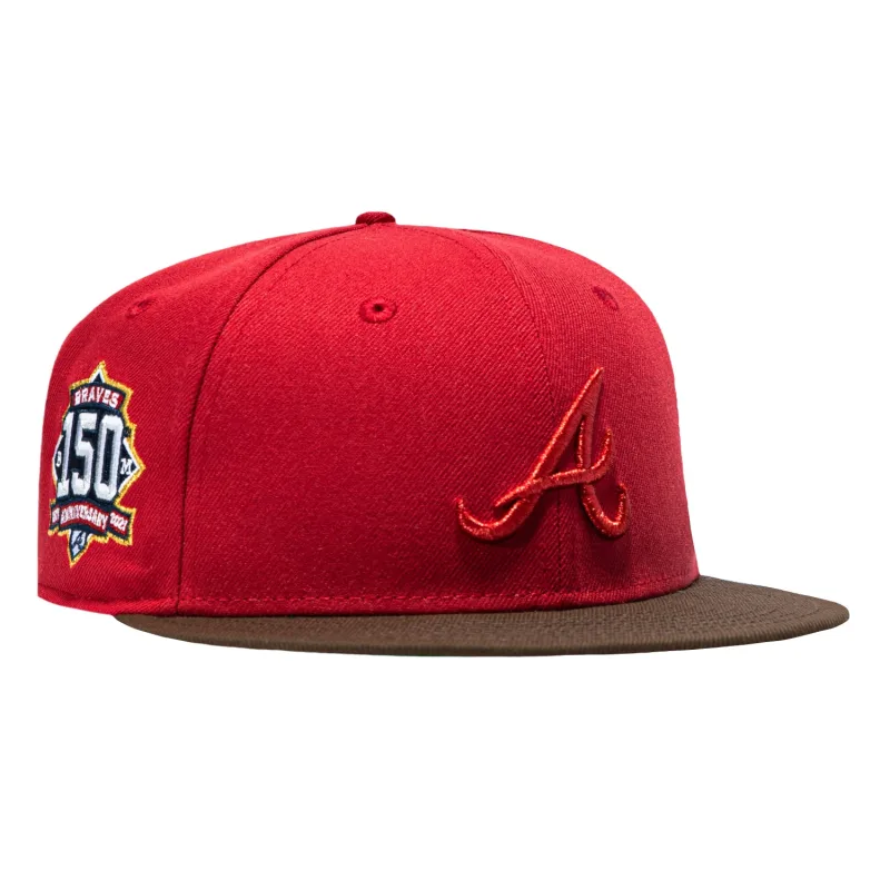 New Era Atlanta Braves fitted hat Red, Brown colorway - Six Decades Strong Fitted: New Era’s Atlanta Braves 150th Anniversary Red and Brown 59FIFTY
