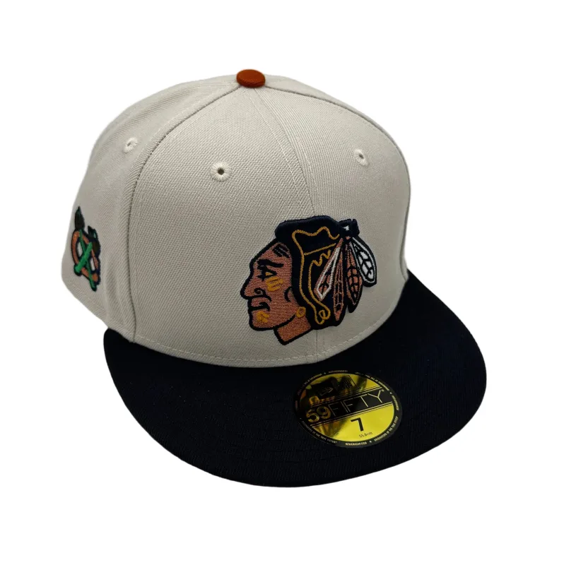 New Era Chicago Bears fitted hat Men's colorway - New Era Drops Clean Blackhawks Fitted in Gray/Navy City Crossover