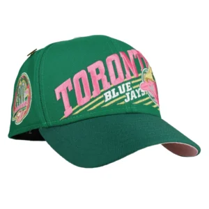 New Era Toronto Blue Jays fitted hat blue, green, pink colorway - 30th Anniversary Fitted: New Era’s Blue Jays Green/Pink Script Celebrates Three Decades