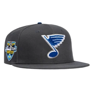 New Era St. Louis Blues fitted hat Graphite, Royal colorway - 2020 All-Star Weekend Fitted: New Era Drops Blues Hometown Tournament Tribute