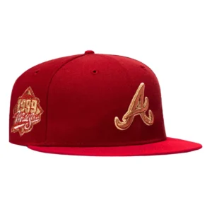 New Era Atlanta Braves fitted hat Brick, Cardinal colorway - 1999 World Series Fitted: New Era’s Rotten Apple Braves Commemorates a Painful Sweep
