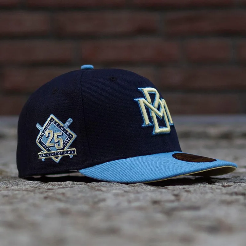 New Era Milwaukee Brewers fitted hat yellow colorway - Ballpark Silver Anniversary Fitted: New Era Celebrates 25 Years of American Family Field