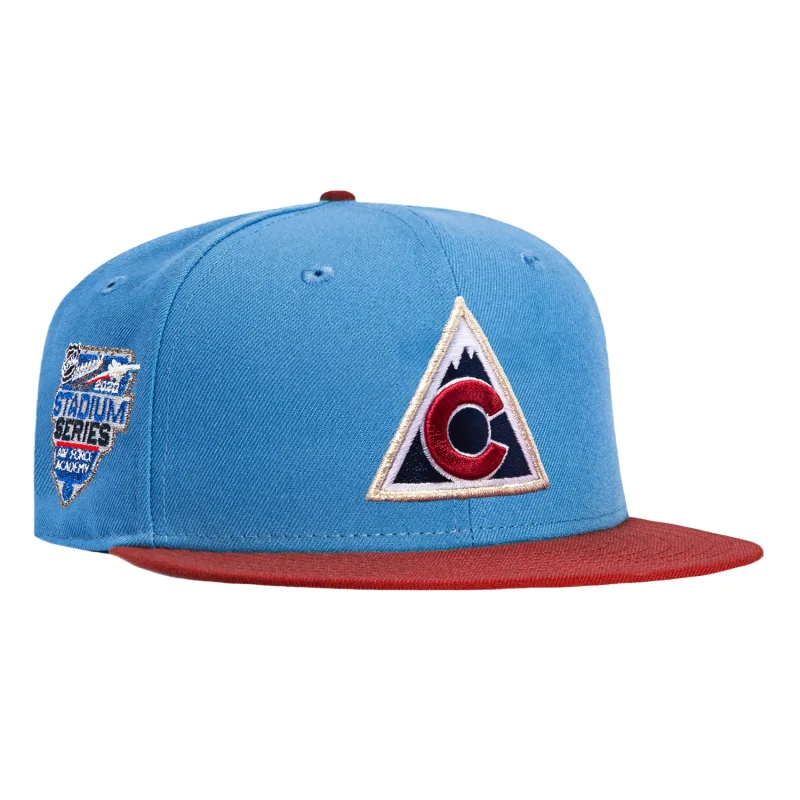 New Era Colorado Avalanche fitted hat Indigo, Cardinal colorway - New Era Colorado Avalanche Fitted Features 2020 Stadium Series Patch in Indigo Cardinal