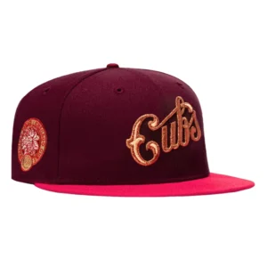 New Era Chicago Cubs fitted hat Maroon, Magenta colorway - New Era Drops Bold Cubs Fitted with Rotten Apple Script Design