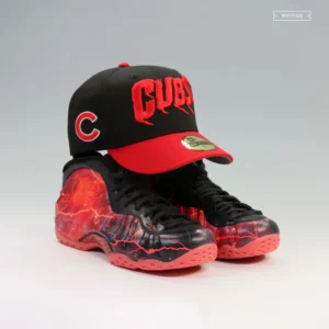New Era Chicago Cubs fitted hat black, scarlet colorway - Chicago Cubs Drop Menacing ‘Thriller’ Fitted with Chain Stitched Details