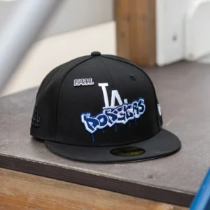 New Era Los Angeles Dodgers fitted hat black, grey colorway - New Era Dodgers Fitted Features Bold Graffiti Grey UV Design