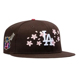 New Era Los Angeles Dodgers fitted hat Brown colorway - New Era Drops Stunning Dodgers Fitted with Shogun Patch in Blossom Pink UV