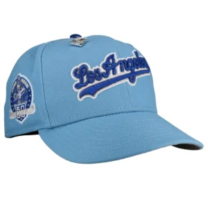 New Era Los Angeles Dodgers fitted hat grey, blue colorway - Diamond Anniversary Fitted: New Era’s Dodger Stadium 60th Anniversary Script Tribute