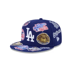 New Era Los Angeles Dodgers fitted hat gray, blue, royal colorway - New Era Drops All-Over Logo Dodgers Fitted in Royal Blue and Gray