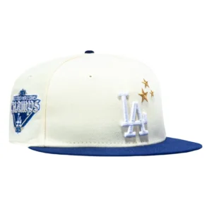 New Era Los Angeles Dodgers fitted hat White, Royal colorway - New Era Drops Championship Dodgers Fitted with Back to Back Champions Patch