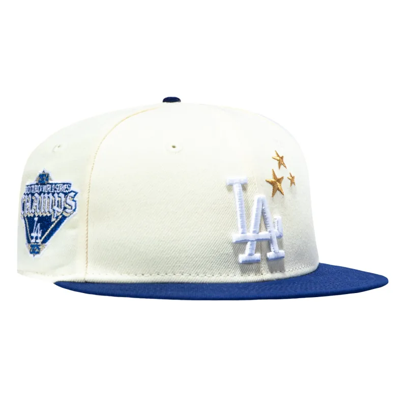 New Era Los Angeles Dodgers fitted hat White, Royal colorway - New Era Drops Championship Dodgers Fitted with Back to Back Champions Patch