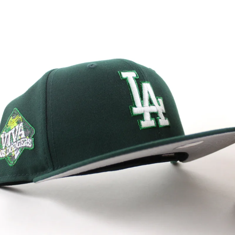 New Era Los Angeles Dodgers fitted hat Dark Green Gray Under Brim colorway - Dodgers Drop Fresh VIVA La Dodgers Fitted in Dark Green