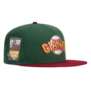 New Era New York Giants fitted hat Green, Cardinal colorway - 2007 All-Star Game Fitted: New Era Drops Velvet Giants Tribute in Green Cardinal