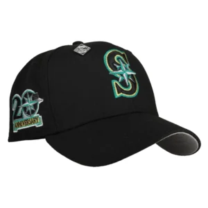 New Era Seattle Mariners fitted hat black, grey, green, gold colorway - 50th Anniversary Fitted: New Era Drops Mariners Milestone Tribute in Black/Green/Gold
