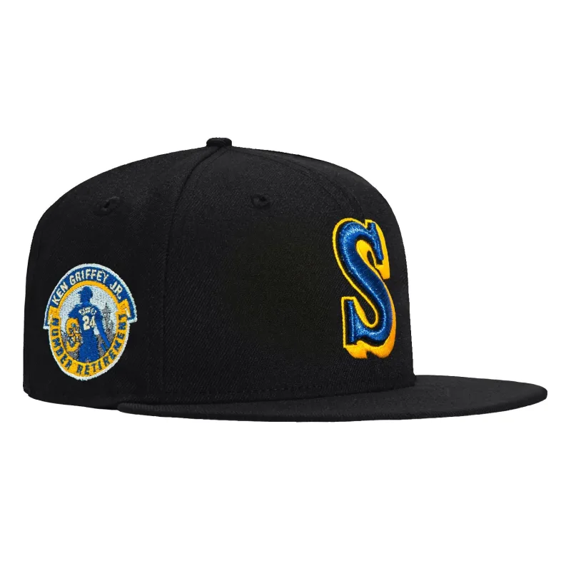 New Era Seattle Mariners fitted hat Black, Royal, Gold colorway - New Era Drops Clean Mariners Fitted with Ken Griffey Jr. Patch