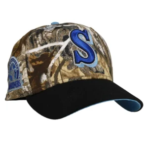 New Era Seattle Mariners fitted hat blue colorway - Mariners 30th Anniversary Fitted: New Era Honors Seattle’s Milestone with Camo Blue Tribute