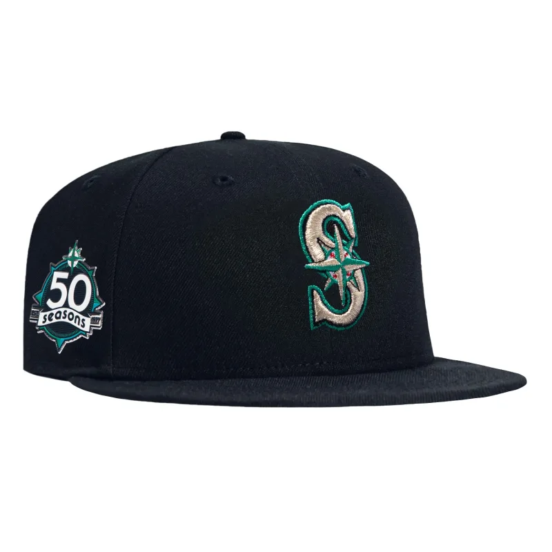 New Era Seattle Mariners fitted hat Navy colorway - Eight RBI Night Fitted: New Era’s Seattle Mariners 50th Anniversary Navy Celebrates Mike Cameron’s Historic Performance