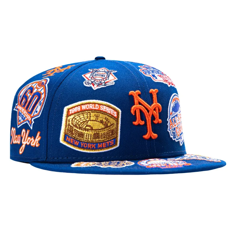 New Era New York Mets fitted hat Royal colorway - New Era Drops Clean All Over Mets Fitted in Royal Blue