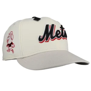 New Era New York Mets fitted hat white, grey, chrome colorway - New Era Drops Clean Mets Fitted with Chrome Mr. Met Logo