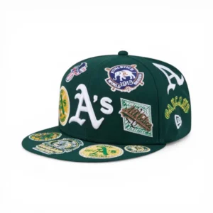 New Era Oakland Athletics fitted hat gray, green colorway - Oakland Athletics Fans Get Fresh All-Over Logo Fitted from New Era