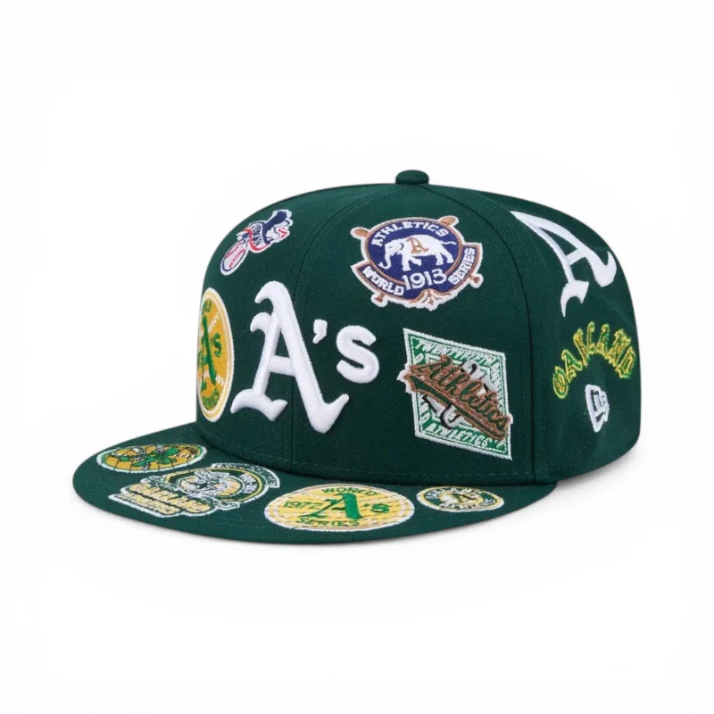 New Era Oakland Athletics fitted hat gray, green colorway - Oakland Athletics Fans Get Fresh All-Over Logo Fitted from New Era