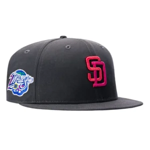 New Era San Diego Padres fitted hat Graphite colorway - 1998 World Series Fitted: New Era Drops Graphite Padres After Glow Tribute