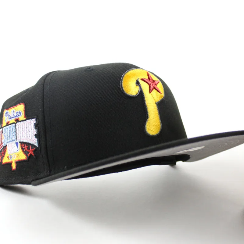 New Era Philadelphia Phillies fitted hat Black Gray Under Brim colorway - Veterans Stadium Glory Fitted: New Era’s 1996 All-Star Game Phillies Tribute