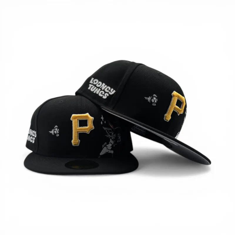 New Era Pittsburgh Pirates fitted hat black, gray colorway - Pirates and Looney Tunes Collide in This Clean Black Fitted