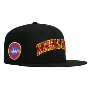 New Era Kansas City Royals fitted hat Black, Red, Gold colorway - New Era Drops Fire Royals Fitted with Raised Royal Patch
