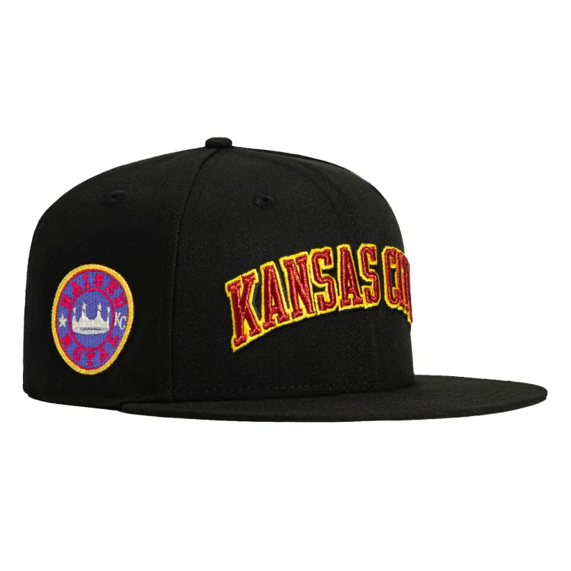 New Era Kansas City Royals fitted hat Black, Red, Gold colorway - New Era Drops Fire Royals Fitted with Raised Royal Patch