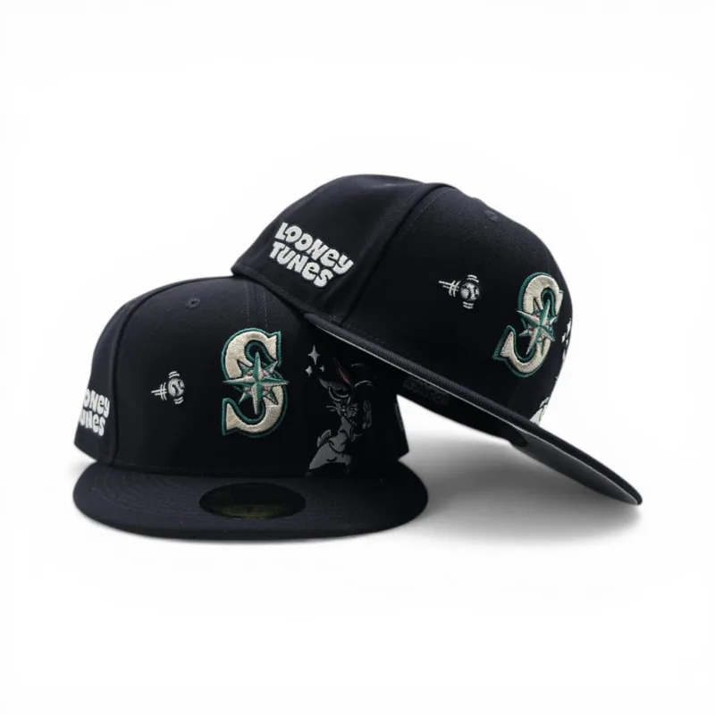 New Era Seattle Mariners fitted hat navy, gray, blue colorway - New Era Drops Navy Seattle Mariners Fitted with Looney Tunes Bugs Bunny Twist