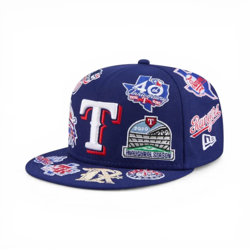 New Era New York Rangers fitted hat gray, blue, royal colorway - New Era Drops Clean Rangers Fitted with All-Over Logo Design