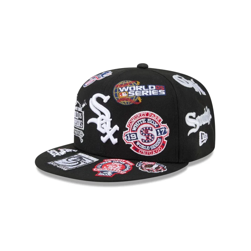 New Era Chicago White Sox fitted hat black, white, gray colorway - New Era Drops Bold White Sox Fitted with All-Over Logo Design