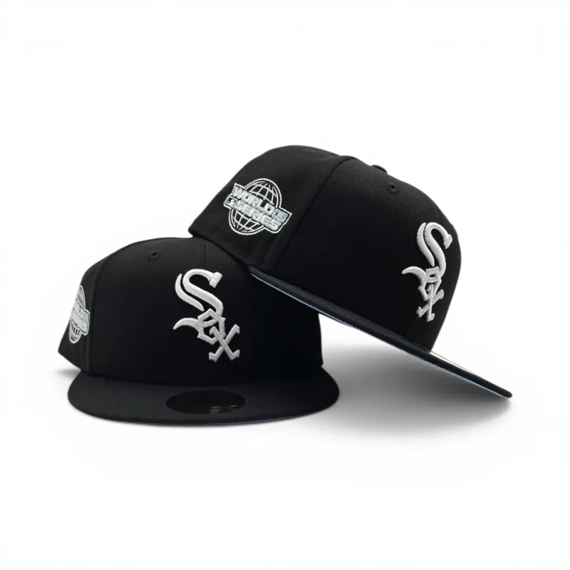 New Era Chicago White Sox fitted hat black, white, blue colorway - 2005 World Series Fitted: New Era Drops White Sox Championship Tribute with Icy Blue Bottom
