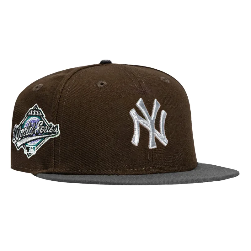 New Era New York Yankees fitted hat Brown, Graphite, Metallic Silver colorway - 1996 World Series Fitted: New Era Drops Yankees Championship Tribute in Brown and Graphite