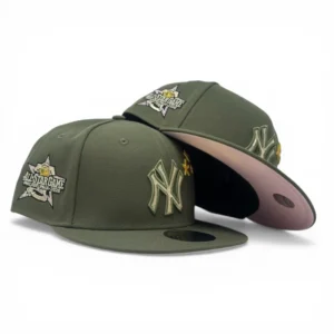 New Era New York Yankees fitted hat pink, olive colorway - 2026 All-Star Fitted: New Era’s Star Pack Pink Brim Yankees Hat Celebrates Historic Season