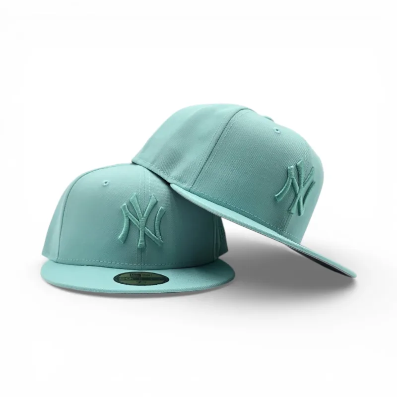 New Era New York Yankees fitted hat gray, green colorway - New Era Yankees Fitted Gets Tonal Mint Treatment