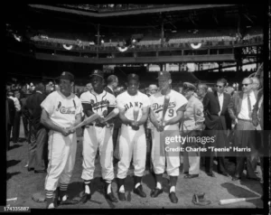 1959 MLB All Star Game at Forbes Field in Pittsburgh with players on field