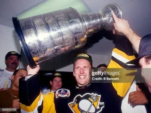 Pittsburgh Penguins celebrating their first Stanley Cup championship victory in 1991