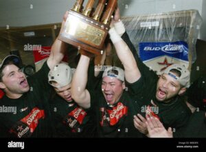 Houston Astros players celebrating during their historic 2005 World Series appearance
