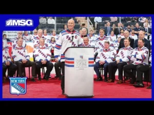 New York Rangers centennial celebration logo and 100th anniversary branding for 2025-26 season