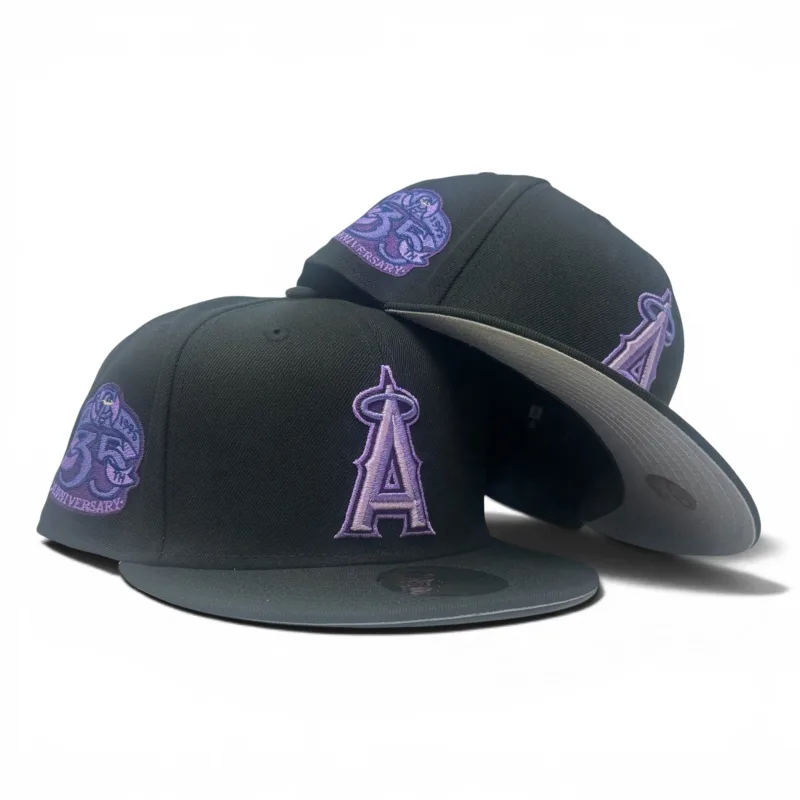 New Era Los Angeles Angels fitted hat black colorway - Angels 35th Anniversary Fitted: New Era’s Grape Pack Celebrates Six Decades of Halos History
