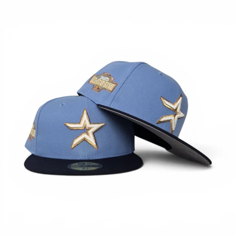 New Era Houston Astros fitted hat navy, gray, blue colorway - 2004 All-Star Game Fitted: New Era Drops Sky Blue Astros Tribute with Historic Side Patch